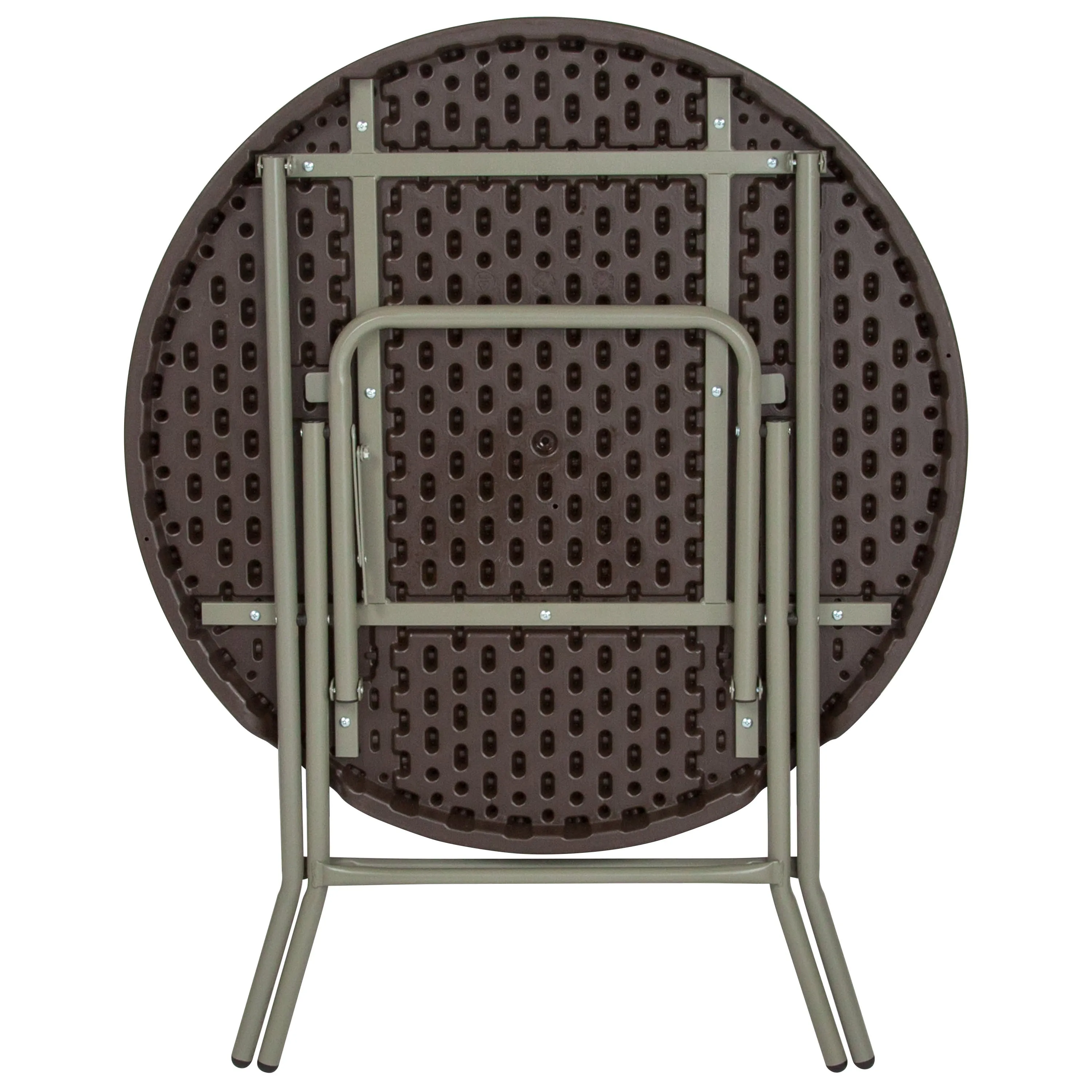 2.6-Foot Round Rattan Plastic Folding Table