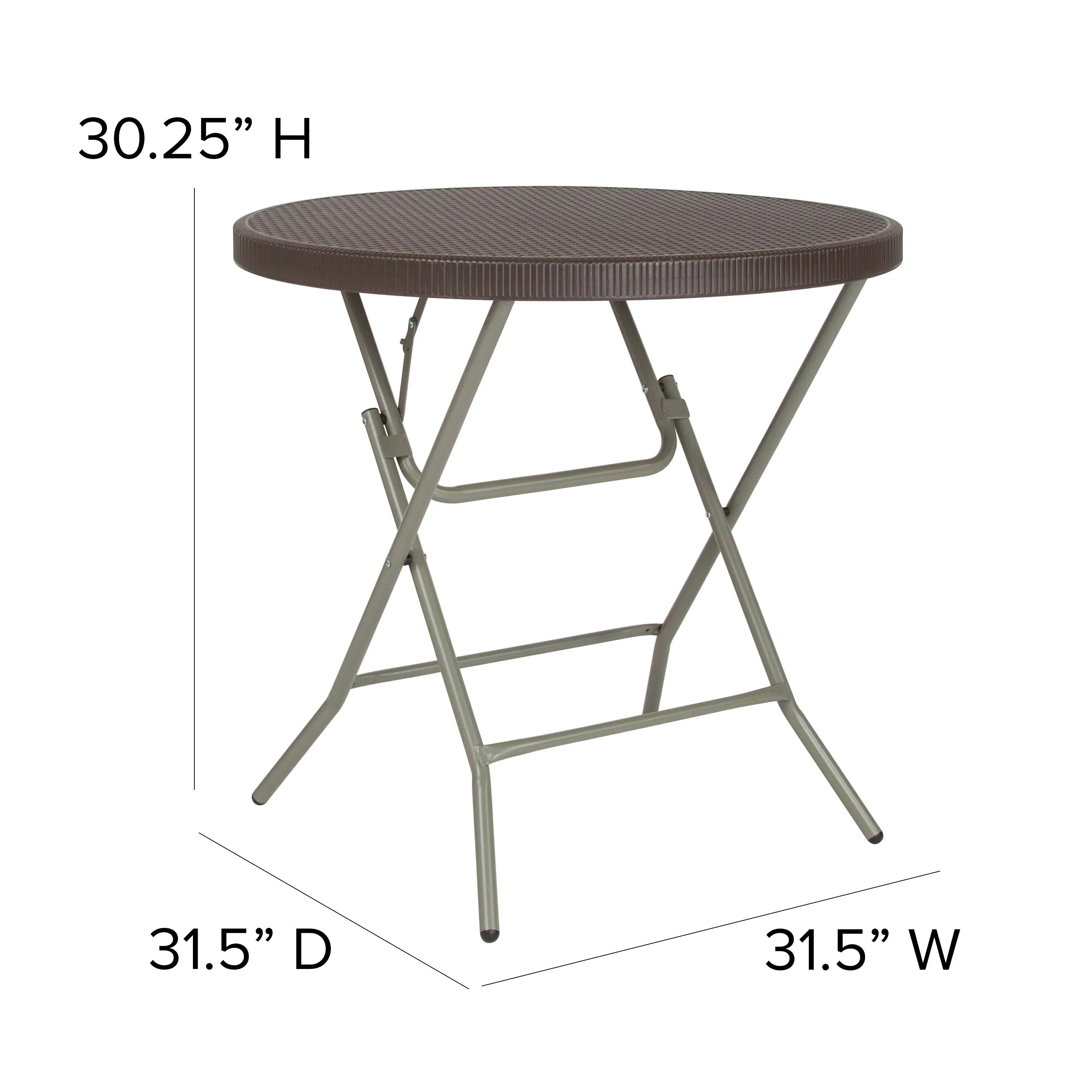 2.6-Foot Round Rattan Plastic Folding Table