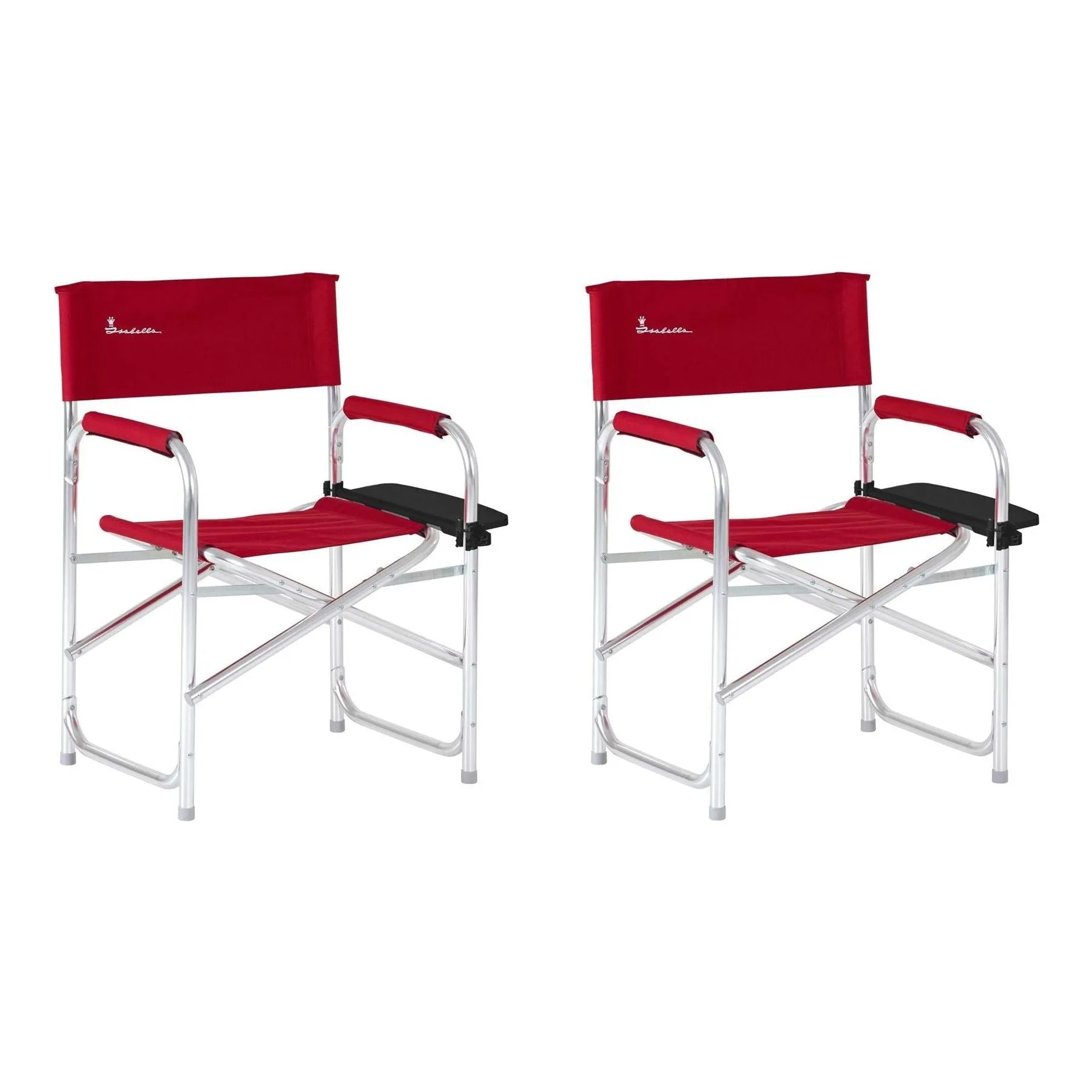 2x Isabella Directors Chair Red Side Table Caravan Garden Camping