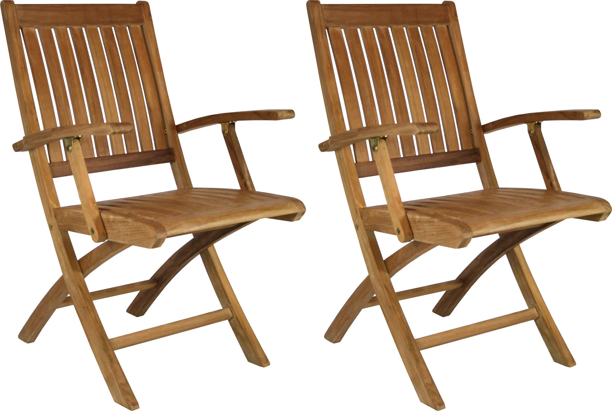 3 Piece Teak Wood Santa Barbara Patio Dining Set, 36" Round Folding Table with 2 Folding Arm Chairs