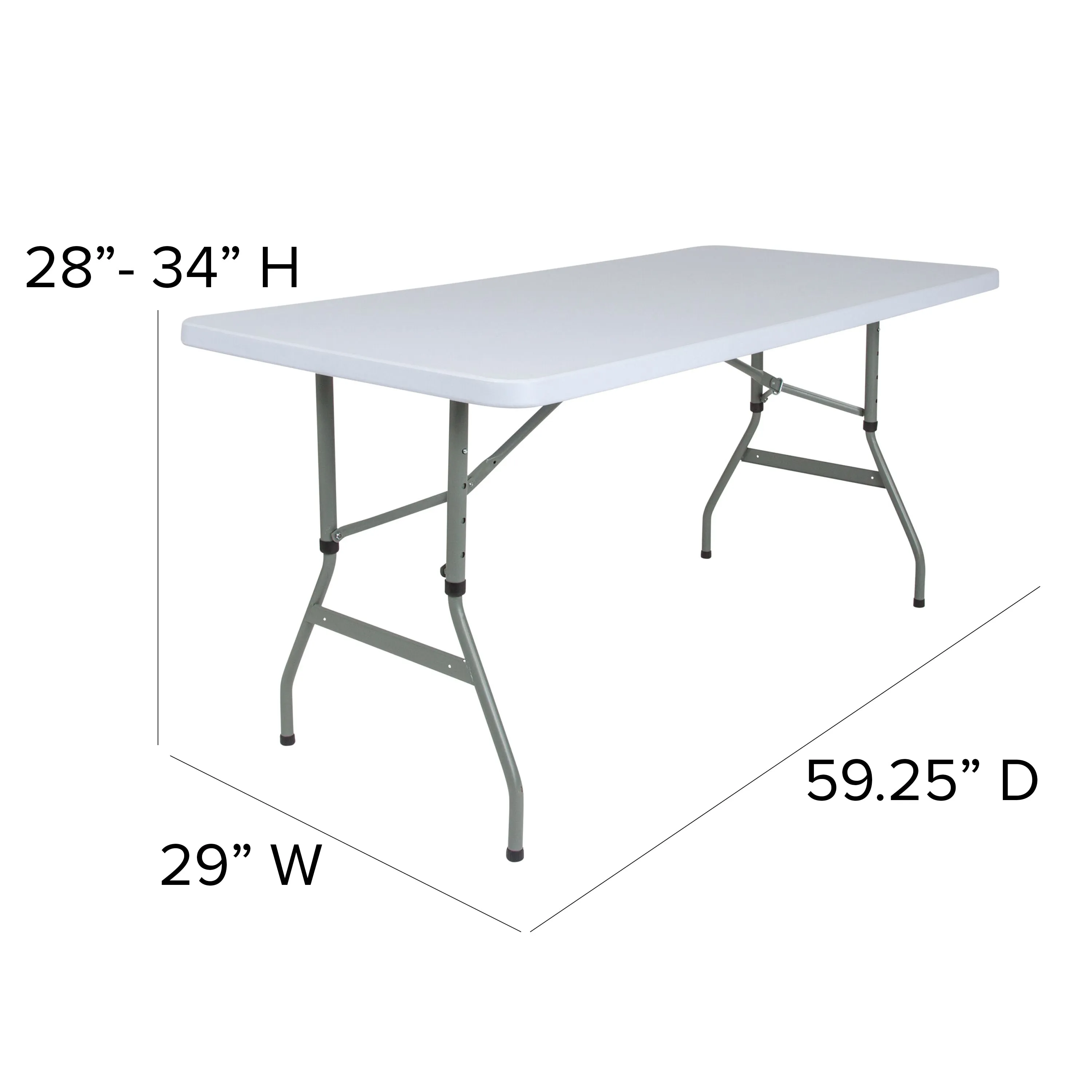 30x60 White Plastic Fold Table RB-3050ADJ-GG