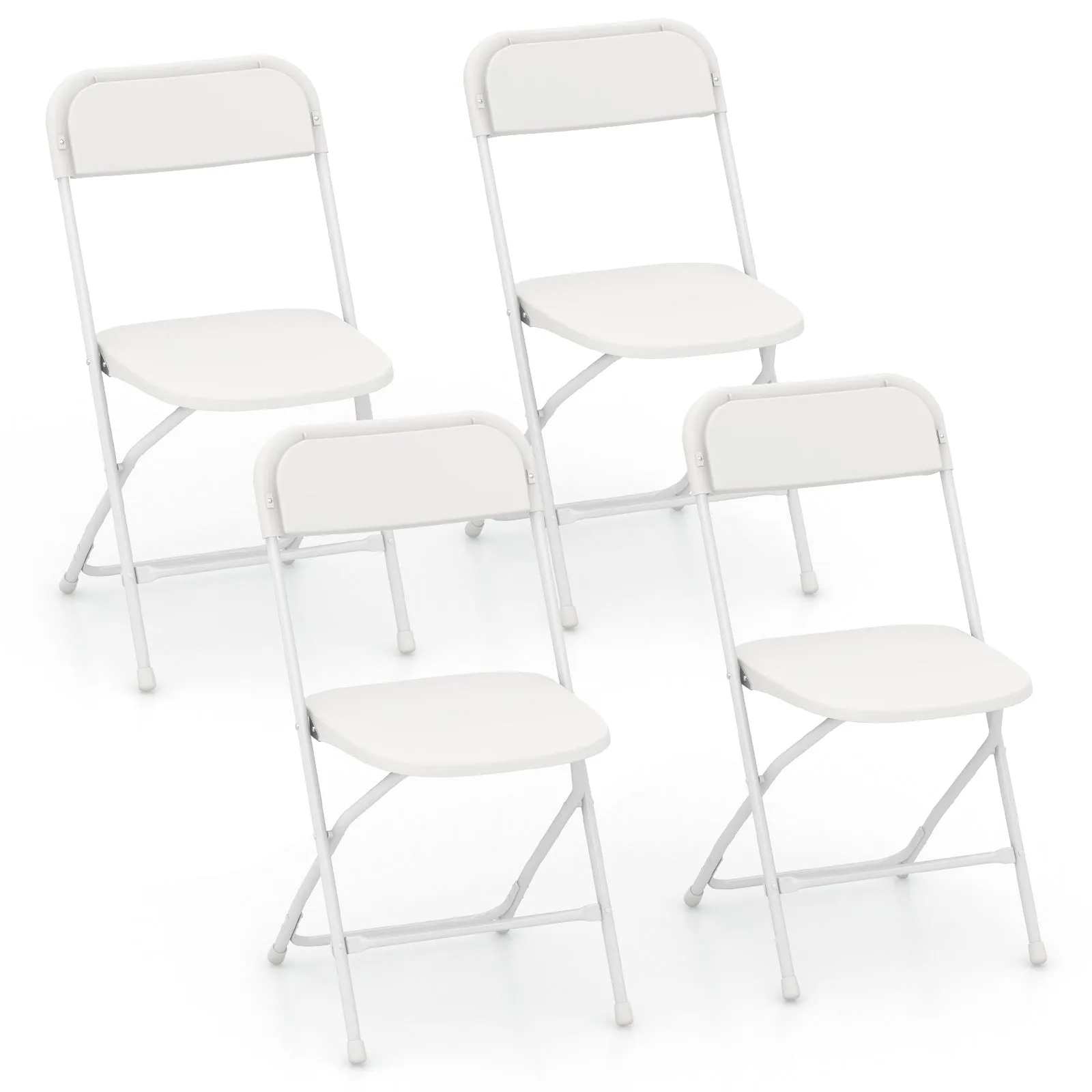 4 Pack Metal Folding Chairs with Plastic Seat and Back-White