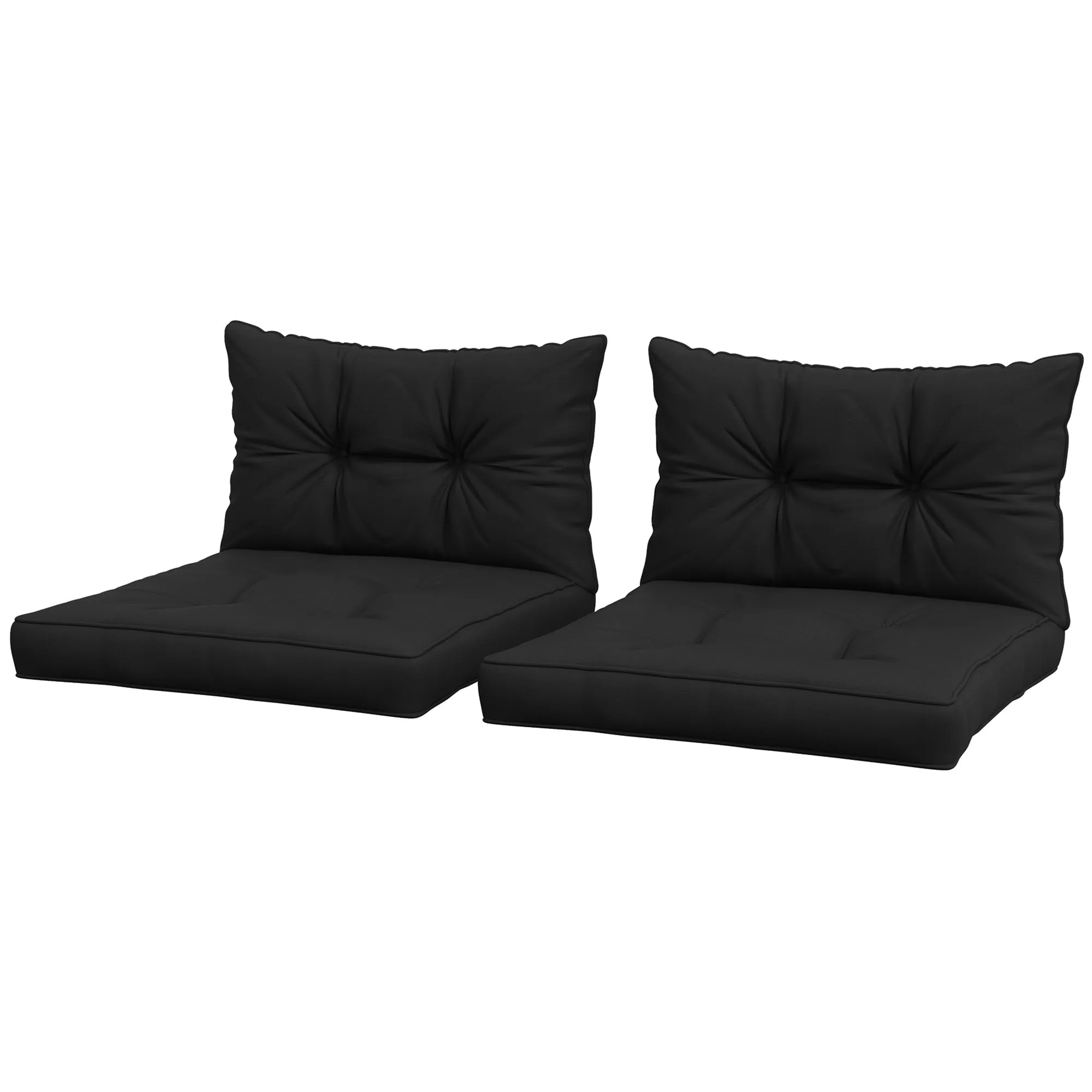 4-Piece Seat Cushions Back Pillows Replacement, Patio Chair Cushions Set for Indoor Outdoor, Black