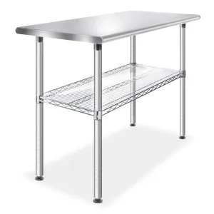 49 x 24 Inch NSF Stainless Steel Prep Table w/ Undershelf