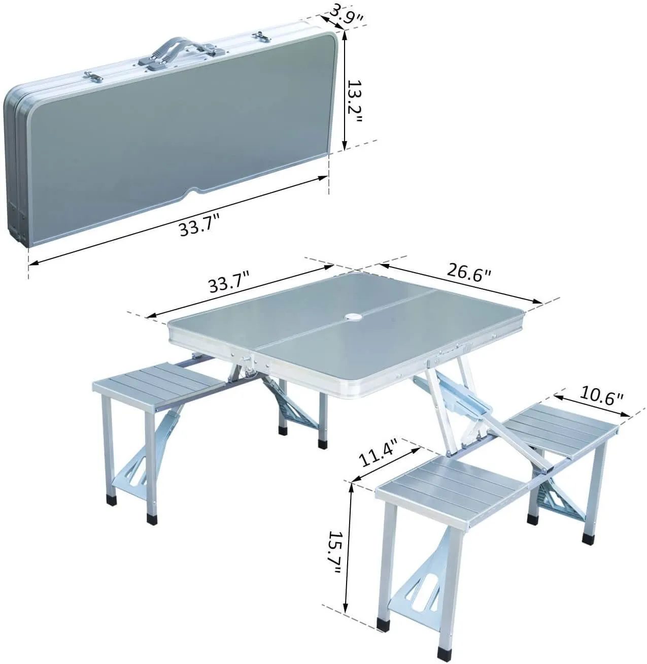 4pcs Portable Outdoor Folding Tables and Chairs One