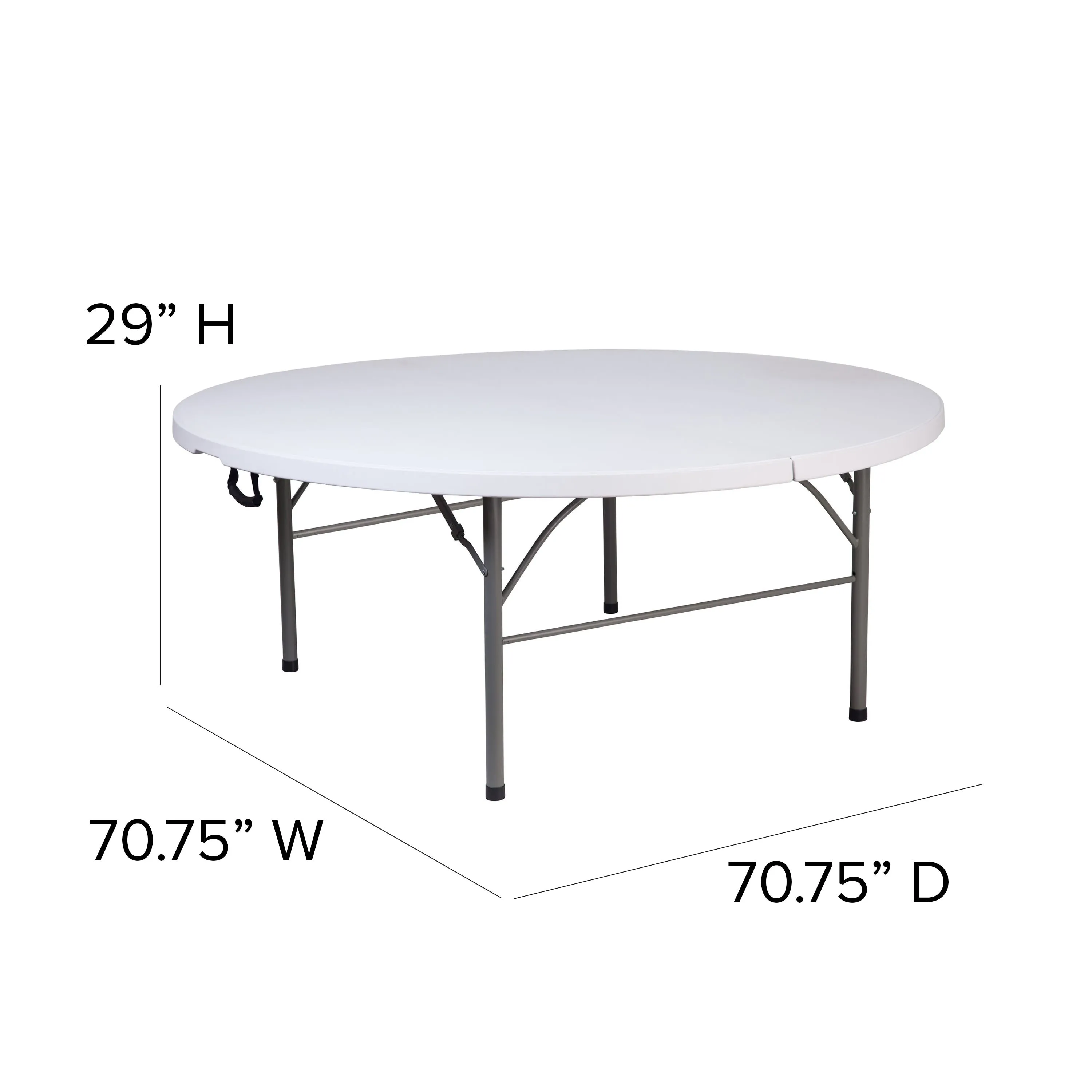 5.89-Foot Round Bi-Fold Plastic Banquet and Event Folding Table with Carrying Handle