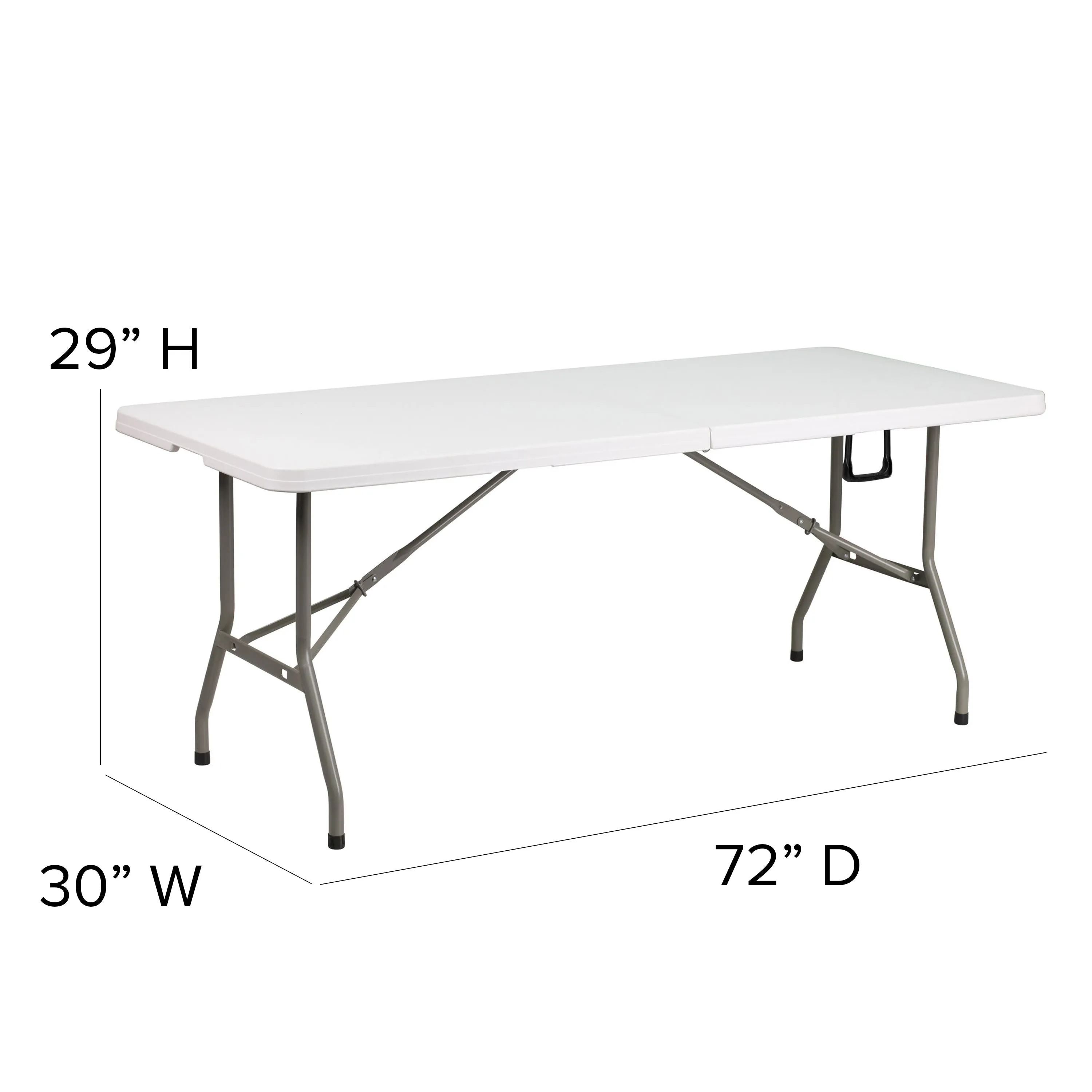 6-Foot Bi-Fold Plastic Banquet and Event Folding Table with Carrying Handle