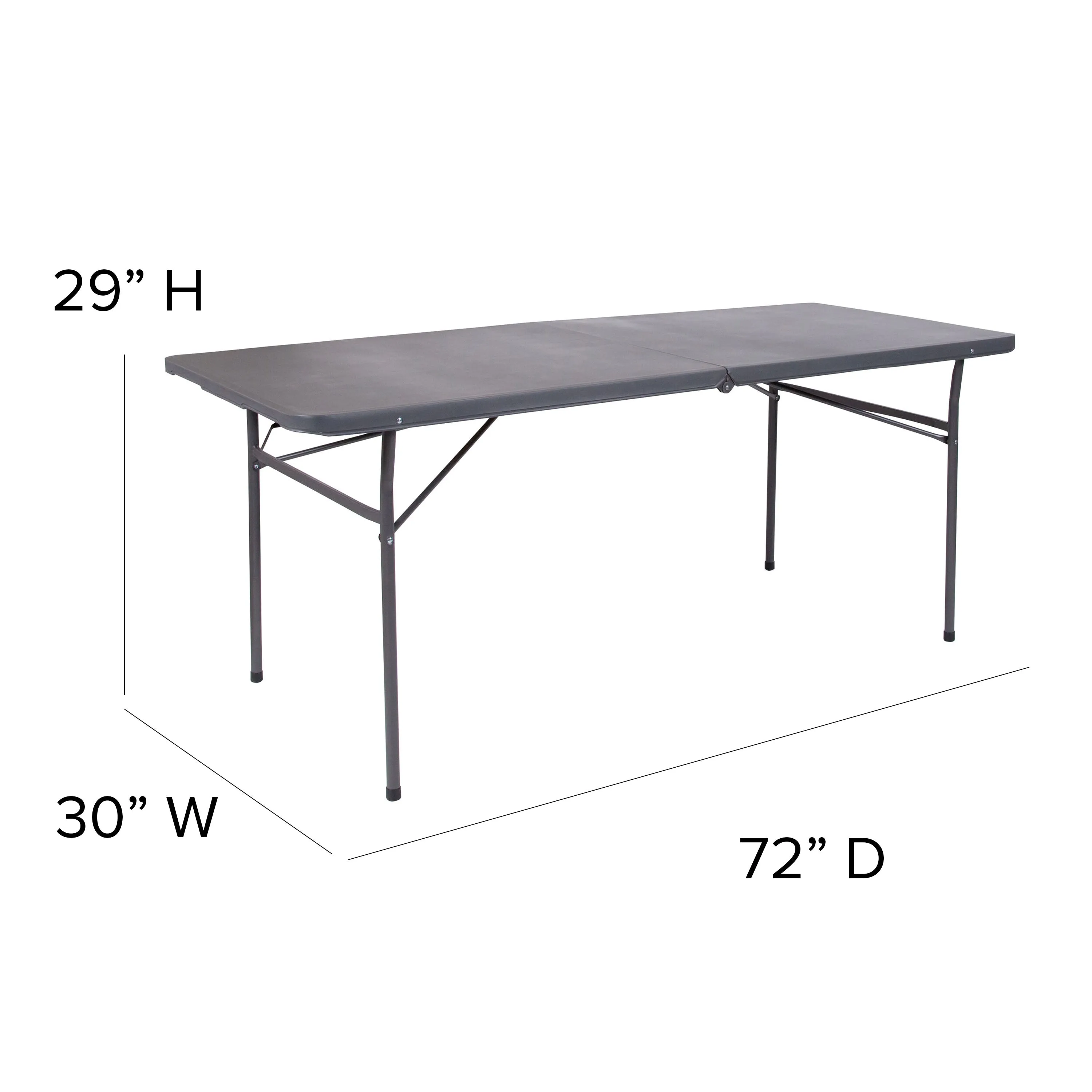 6-Foot Bi-Fold Plastic Banquet and Event Folding Table with Carrying Handle