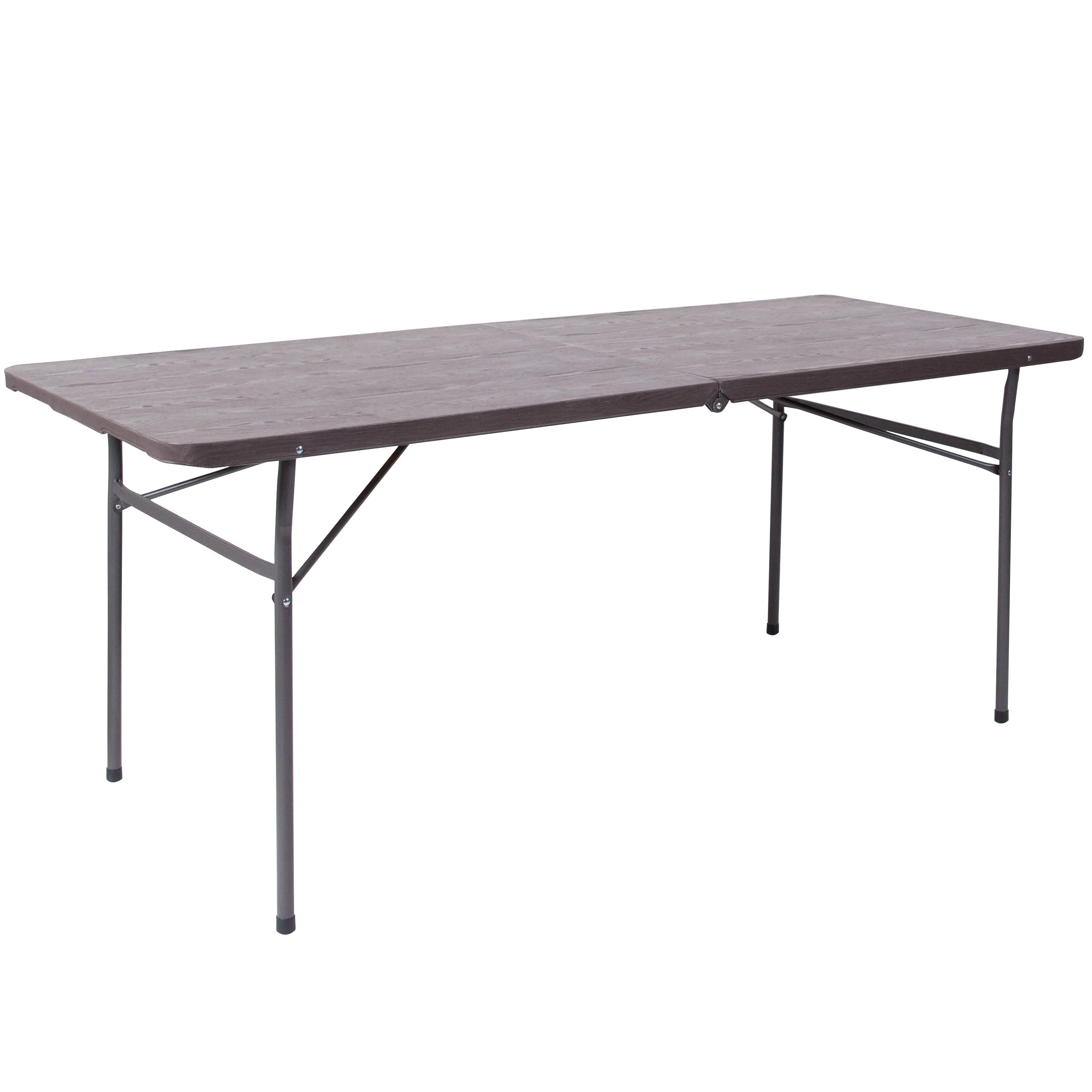 6-Foot Bi-Fold Plastic Banquet and Event Folding Table with Carrying Handle