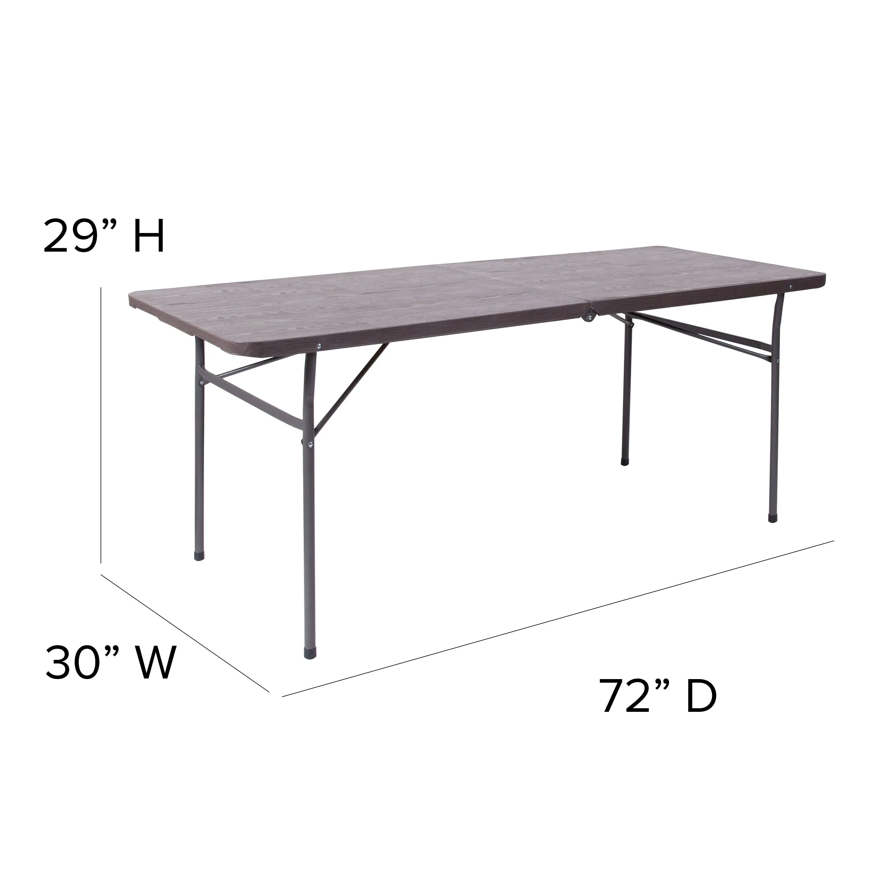 6-Foot Bi-Fold Plastic Banquet and Event Folding Table with Carrying Handle