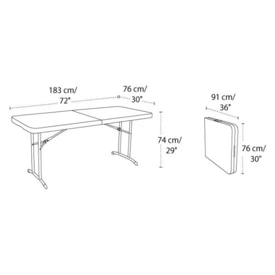 6 Seater Folding Rectangular Trestle Table 1.8m Black