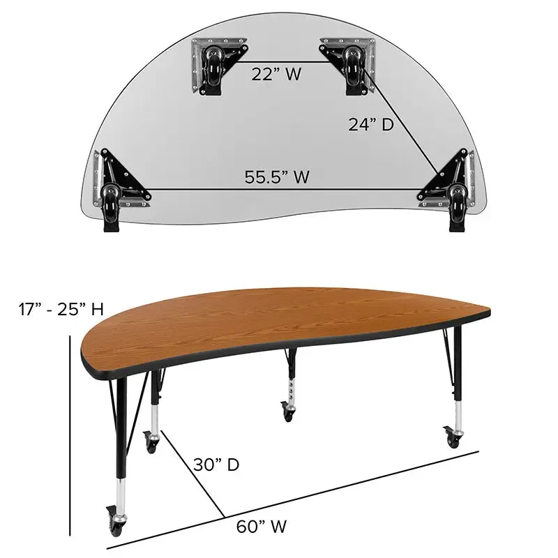 Adelaide 2 Piece Mobile Adelaide 60" Circle Wave Flexible Thermal Laminate Kids Adjustable Activity Table Set