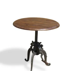 Adjustable Height Round Table - Industrial Style