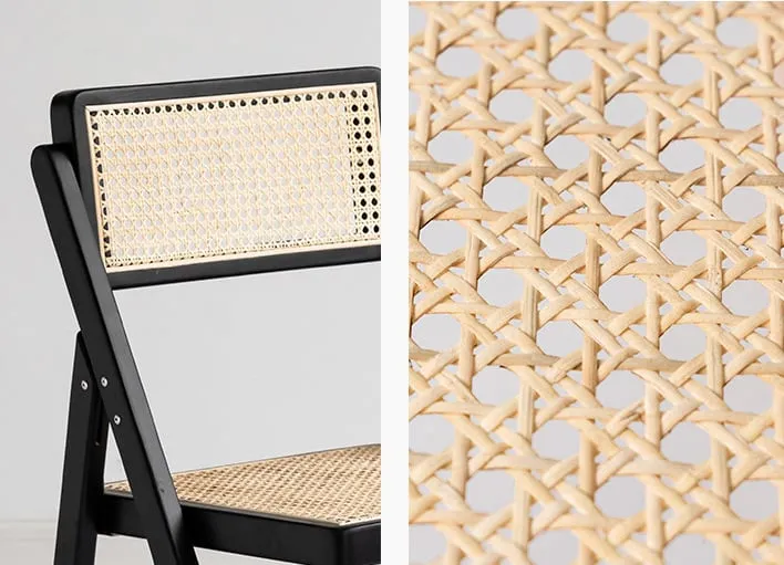 Rika Akai - Premium Solid Wood and Rattan Folding Dining Chair