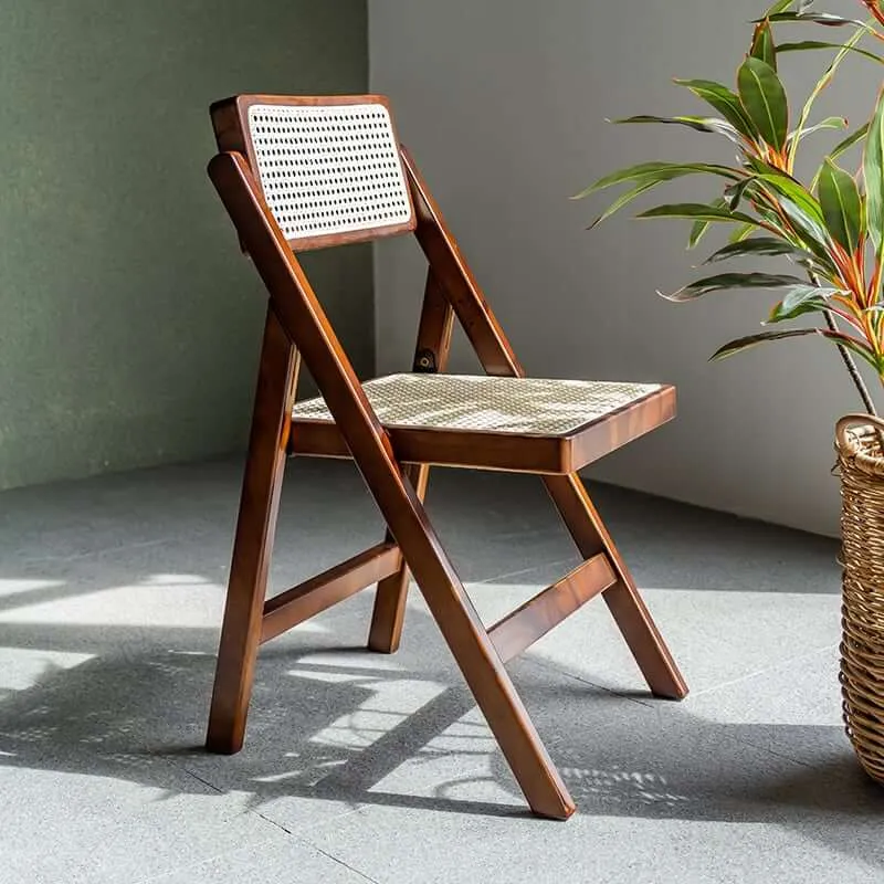 Rika Akai - Premium Solid Wood and Rattan Folding Dining Chair