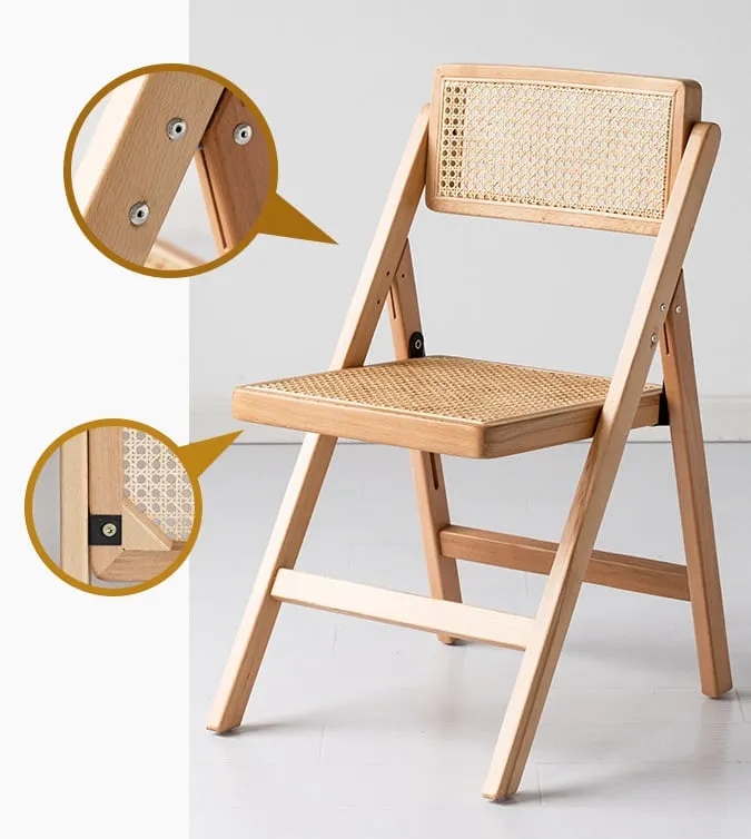 Rika Akai - Premium Solid Wood and Rattan Folding Dining Chair