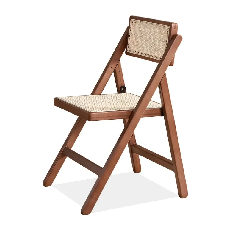 Rika Akai - Premium Solid Wood and Rattan Folding Dining Chair