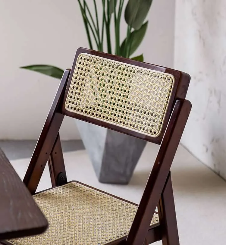 Rika Akai - Premium Solid Wood and Rattan Folding Dining Chair