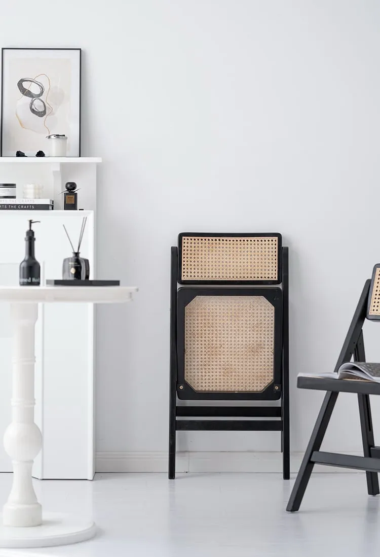 Rika Akai - Premium Solid Wood and Rattan Folding Dining Chair