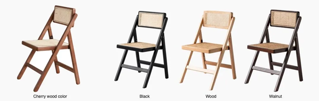 Rika Akai - Premium Solid Wood and Rattan Folding Dining Chair