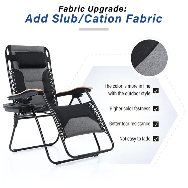 ALPHA CAMP New Fabric Oversize Padded Zero Gravity Lounge Chair with Cup Holder