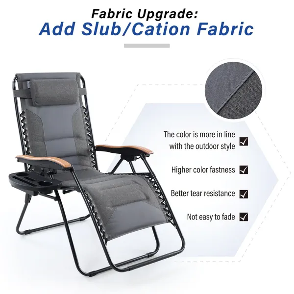 ALPHA CAMP New Fabric Oversize Padded Zero Gravity Lounge Chair with Cup Holder