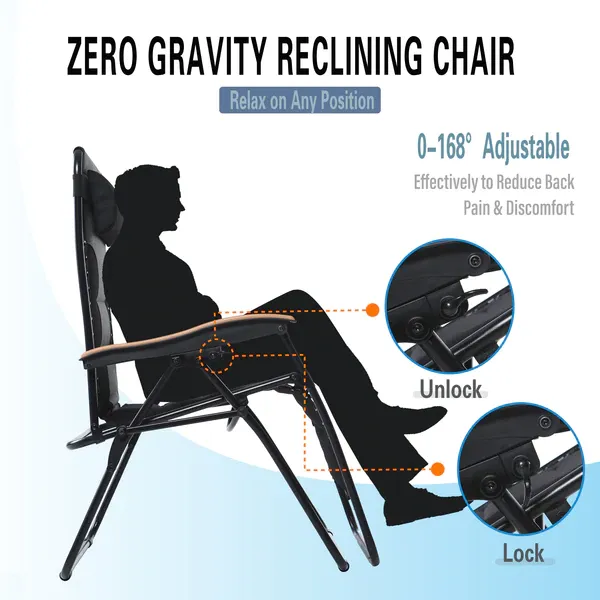 Alpha Camp Oversize Padded Zero Gravity Lounge Chair with Massage