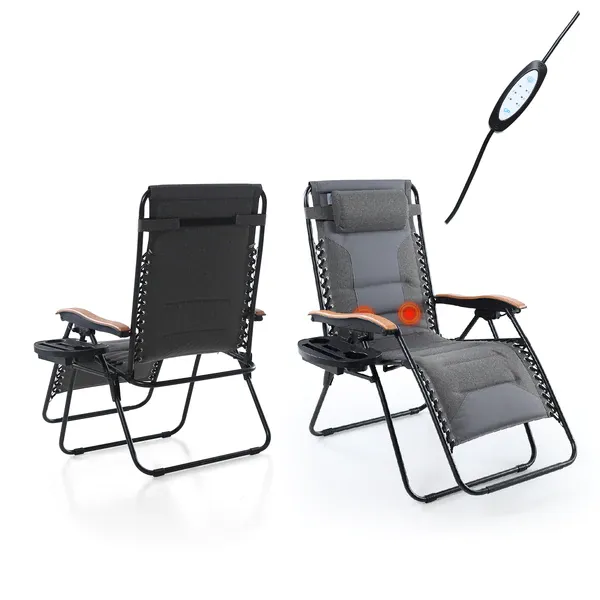 Alpha Camp Oversize Padded Zero Gravity Lounge Chair with Massage