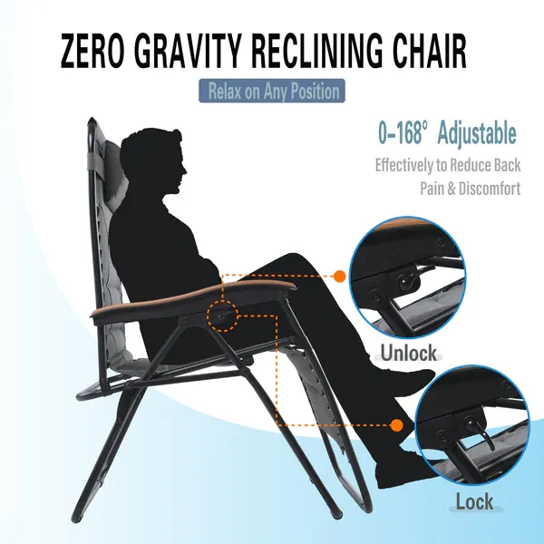 Alpha Camp Oversize Padded Zero Gravity Lounge Chair with Massage