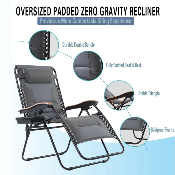 Alpha Camp Oversize Padded Zero Gravity Lounge Chair with Massage