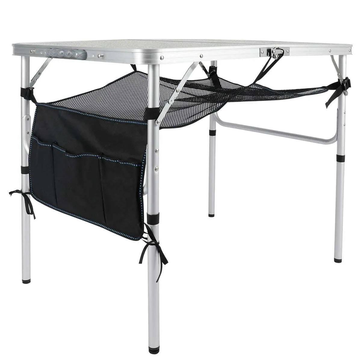 Aluminum Folding Table with Mesh Storage Organizer