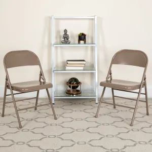 Beige Metal Folding Chair 2-HF3-MC-309AS-BGE-GG