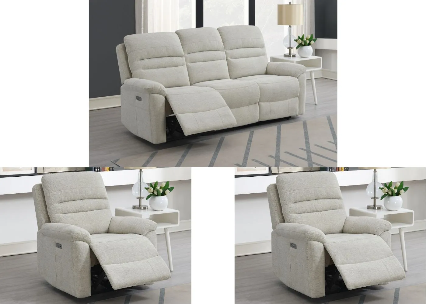 Belford Electric Reclining Sofa Range in Beige by Annaghmore