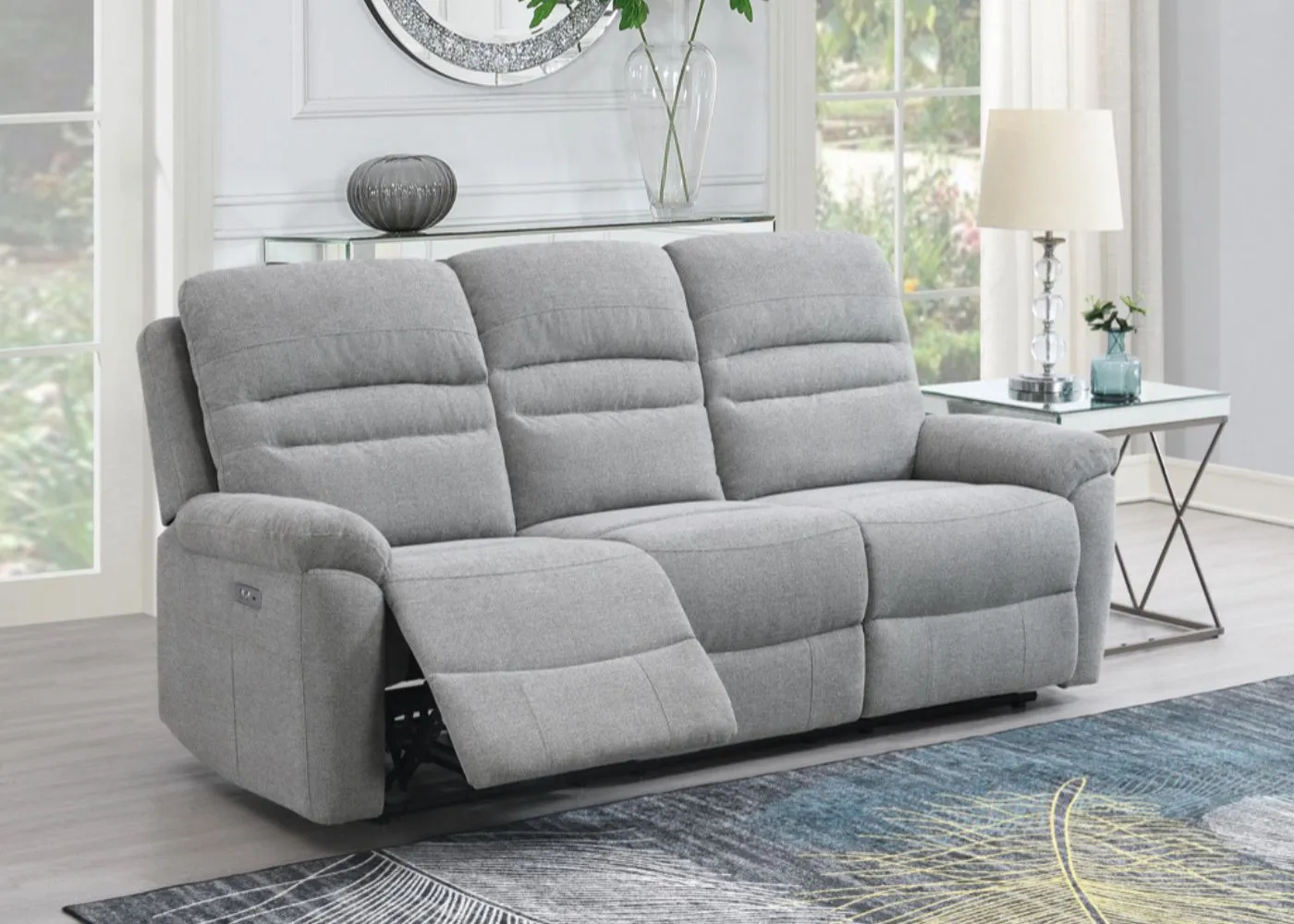 Belford Electric Reclining Sofa Range in Grey by Annaghmore