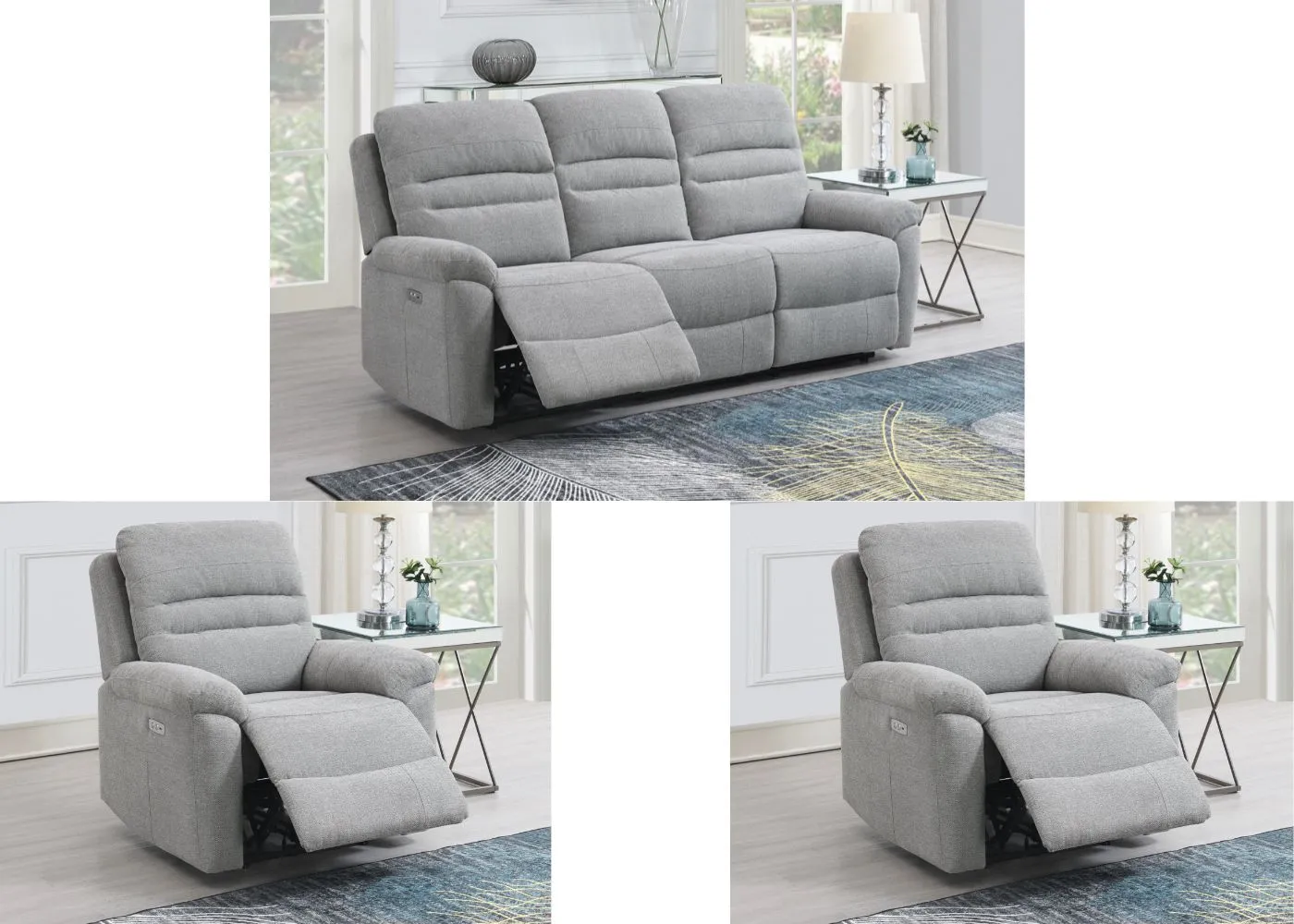 Belford Electric Reclining Sofa Range in Grey by Annaghmore