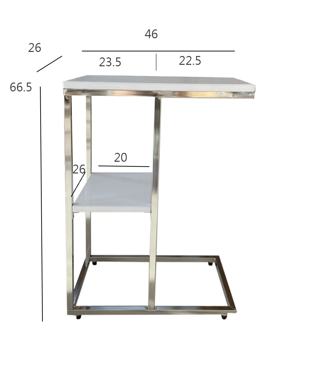 Bellini C Shaped Table With Shelf-White