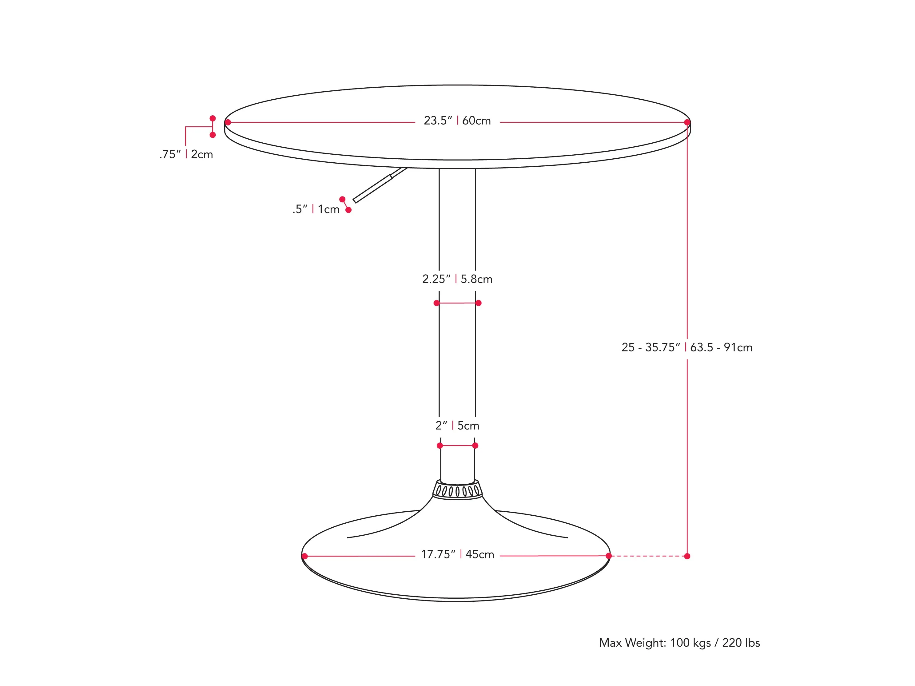 Black Adjustable Height Round Bar Table