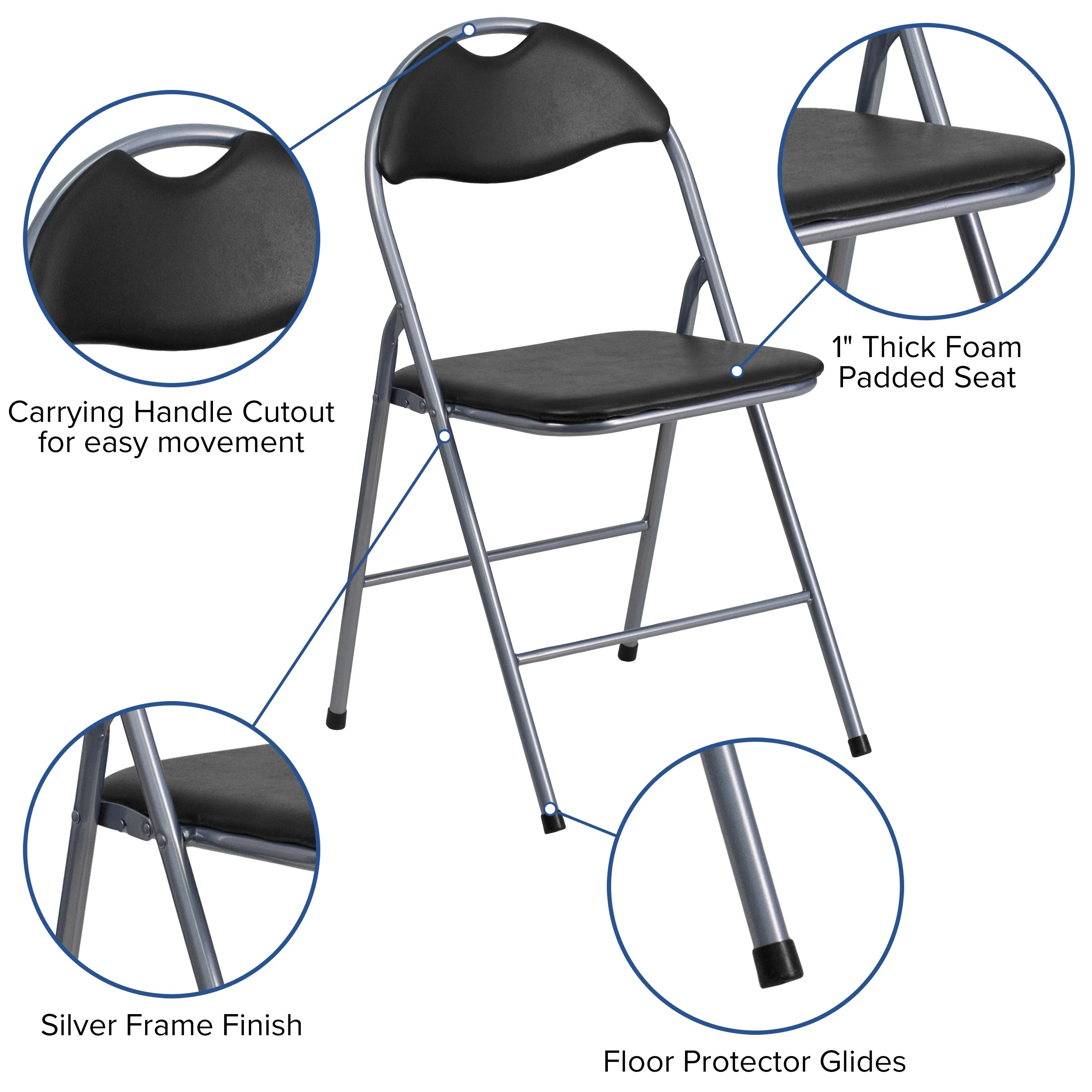 Black Vinyl Folding Chair 2-YB-YJ806H-GG