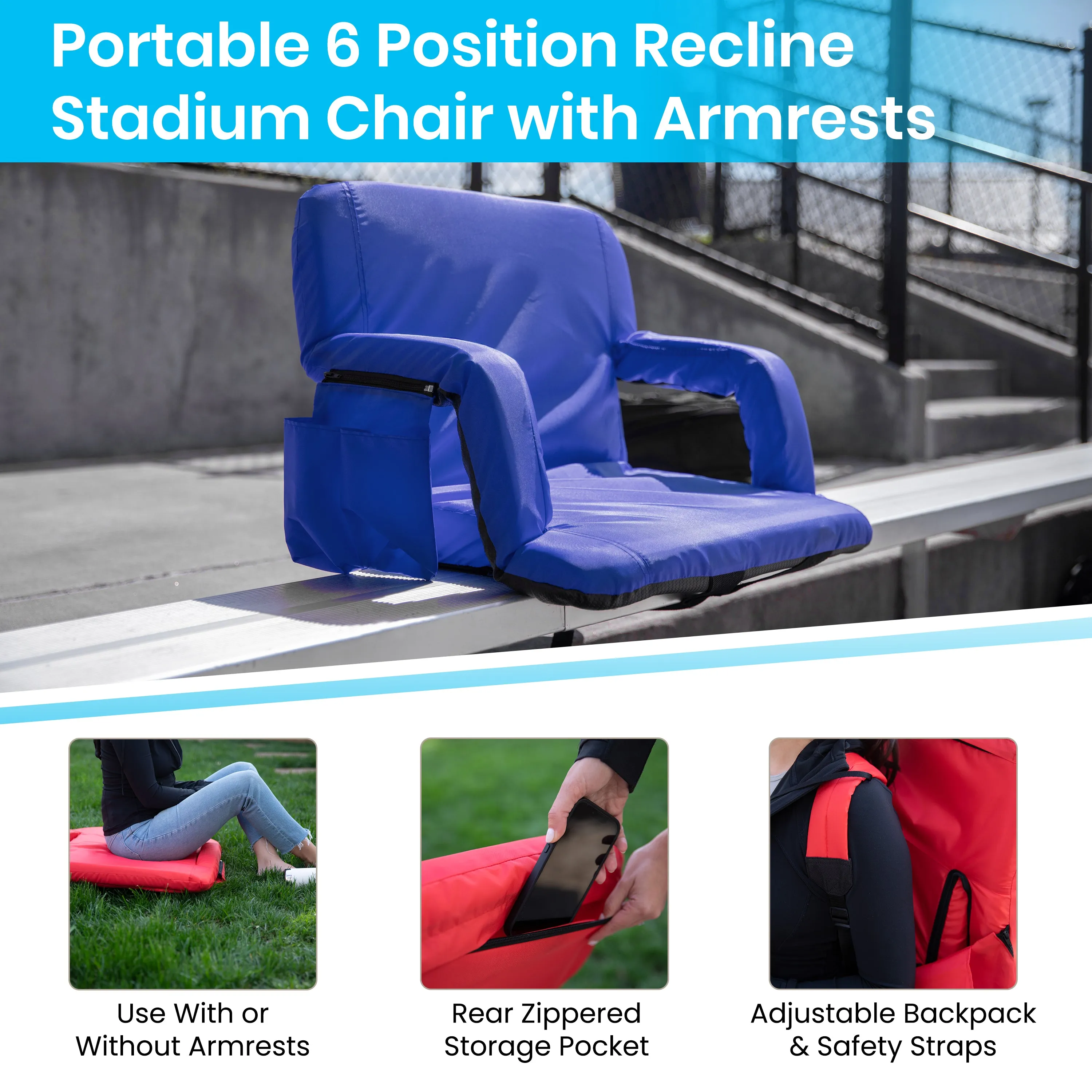 Blue Reclining Stadium Chairs FV-FA090-BL-2-GG