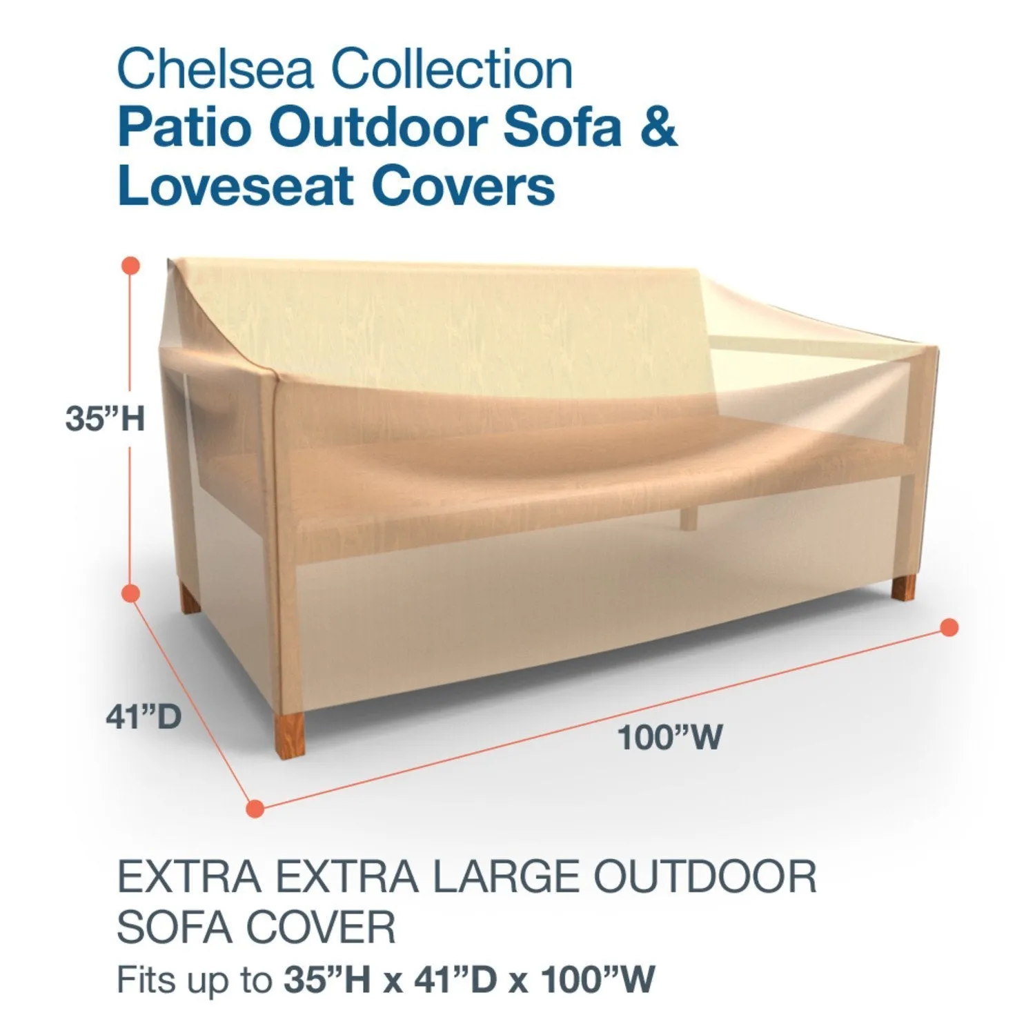 Budge Chelsea Outdoor Patio Sofa Cover, Extra Extra Large (Tan)