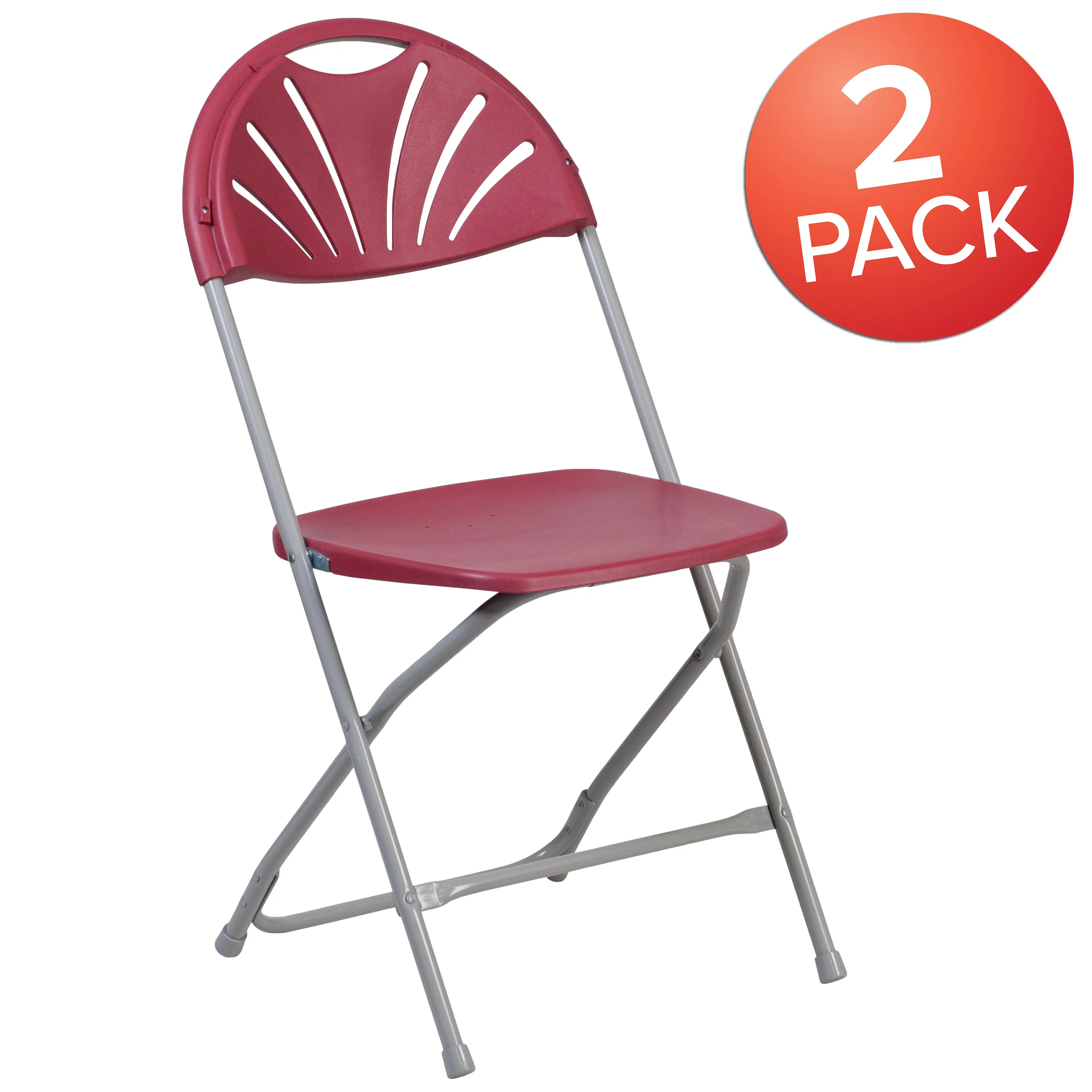 Burgundy Plastic Folding Chair 2-LE-L-4-BUR-GG