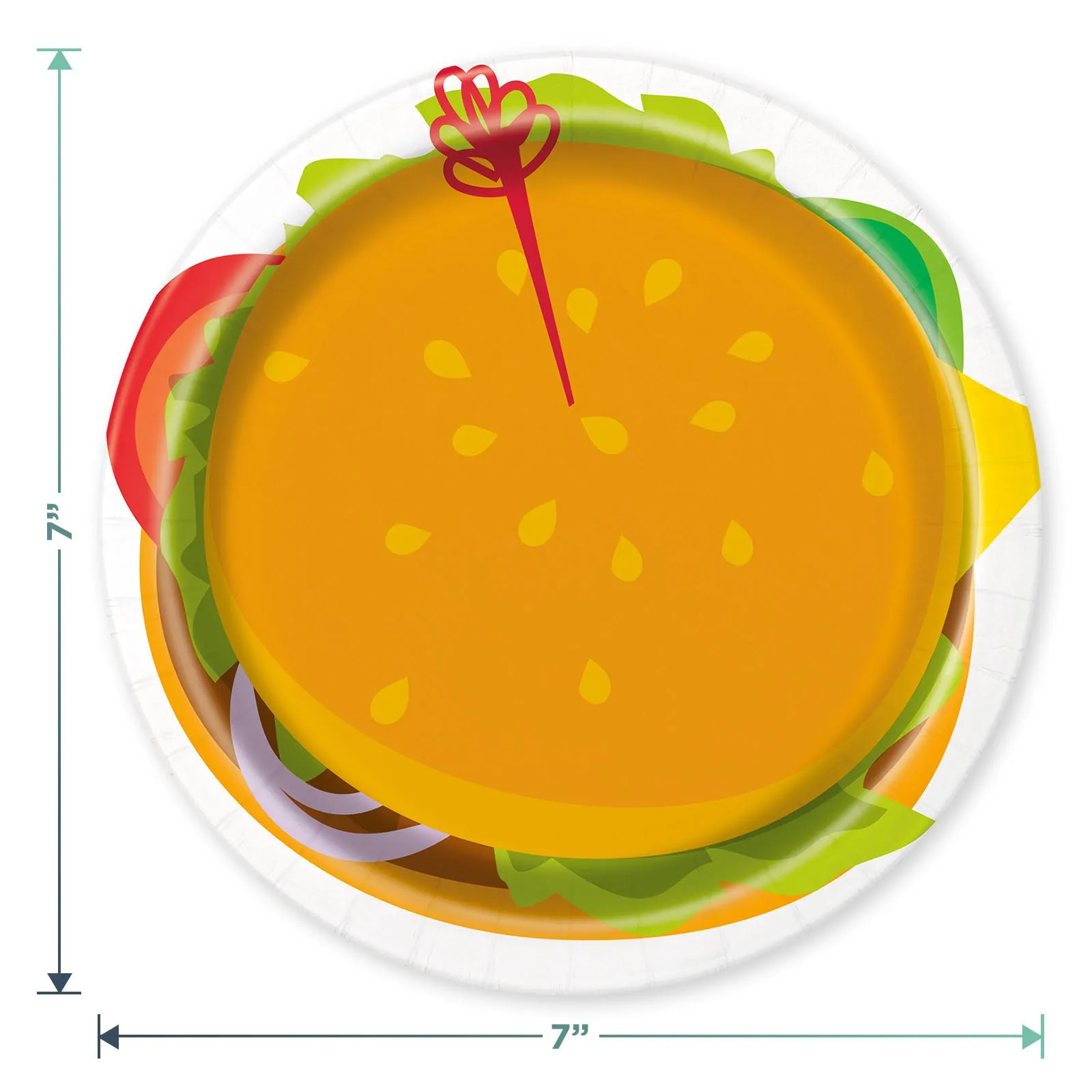 Classic BBQ Party Burger Paper Dessert Plates and Beverage Napkins For Cookouts and Picnics (16 Plates & Napkins)