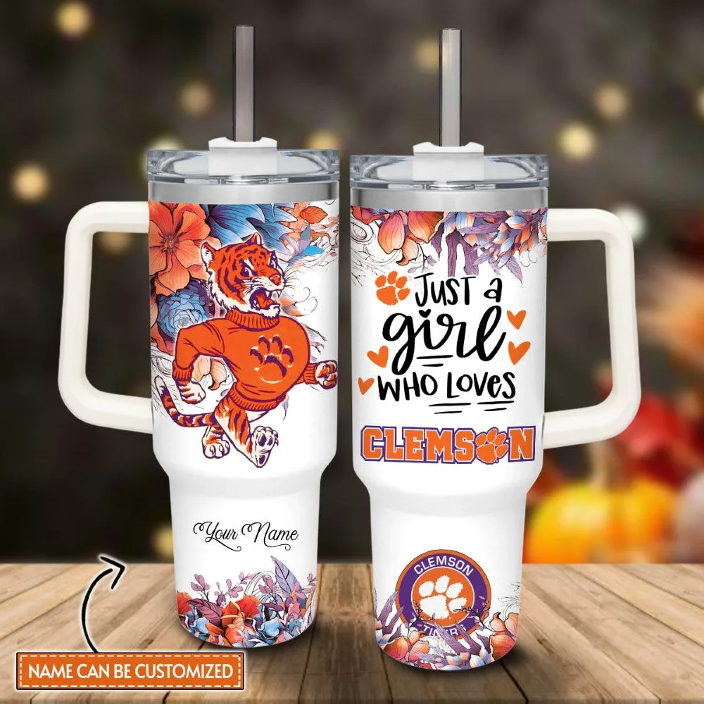 Custom Name Tigers Mascot Floral Design Tumbler