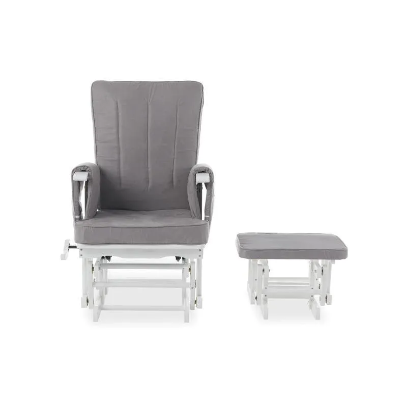 Deluxe Reclining Glider Chair and Stool - Grey