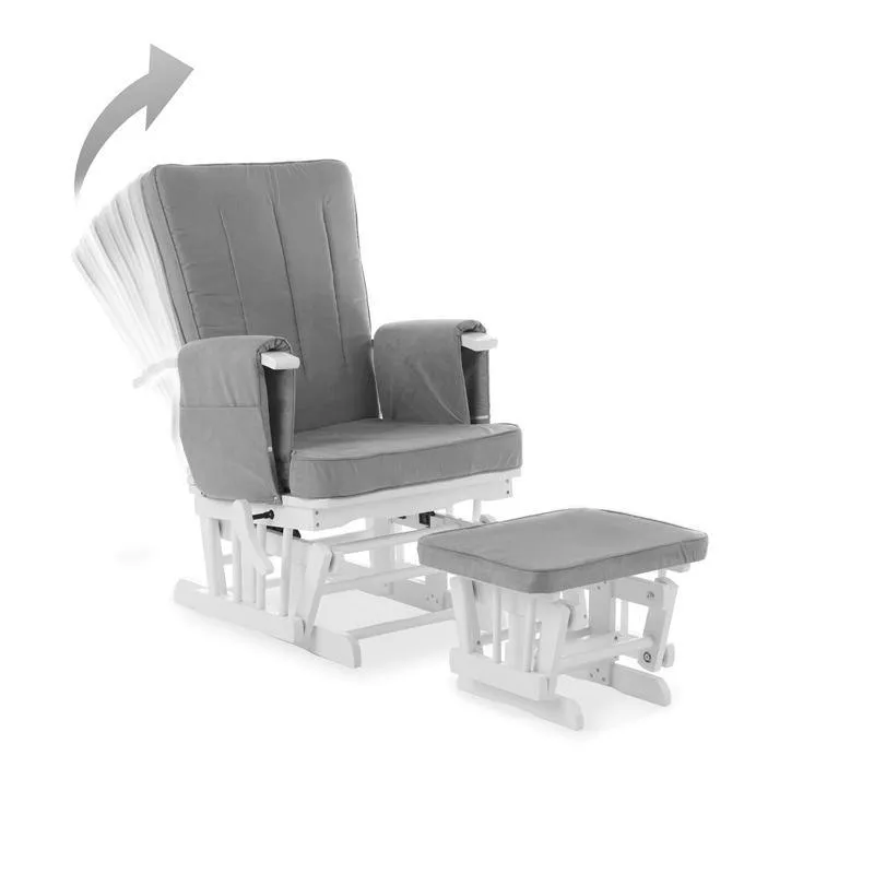 Deluxe Reclining Glider Chair and Stool - Grey