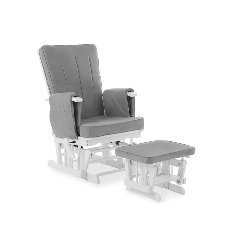 Deluxe Reclining Glider Chair and Stool - Grey