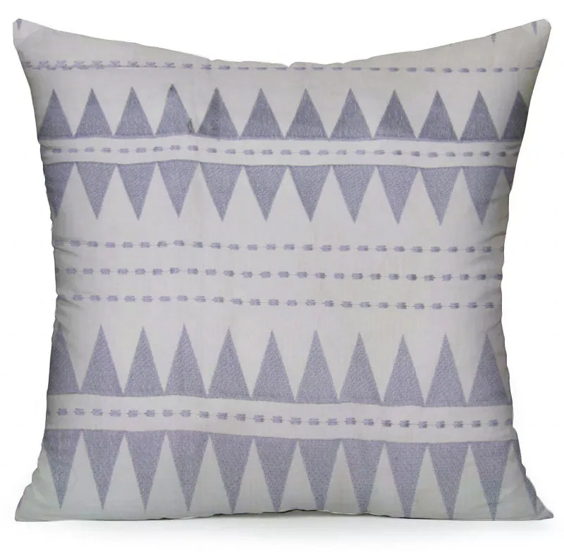 Embroidered Grey Triangle Pattern Filled Cushion 45x45cm