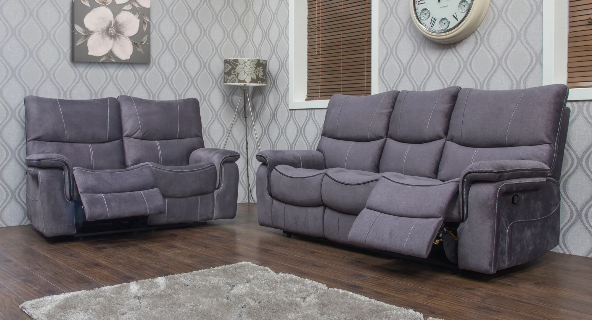 Emilio Dark Grey Reclining Sofa Range by Sofahouse