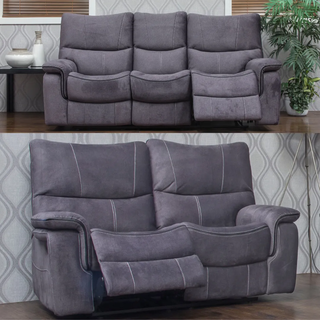 Emilio Dark Grey Reclining Sofa Range by Sofahouse