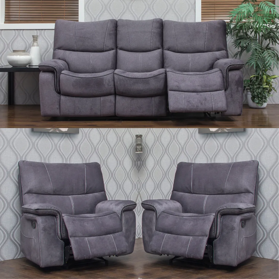 Emilio Dark Grey Reclining Sofa Range by Sofahouse